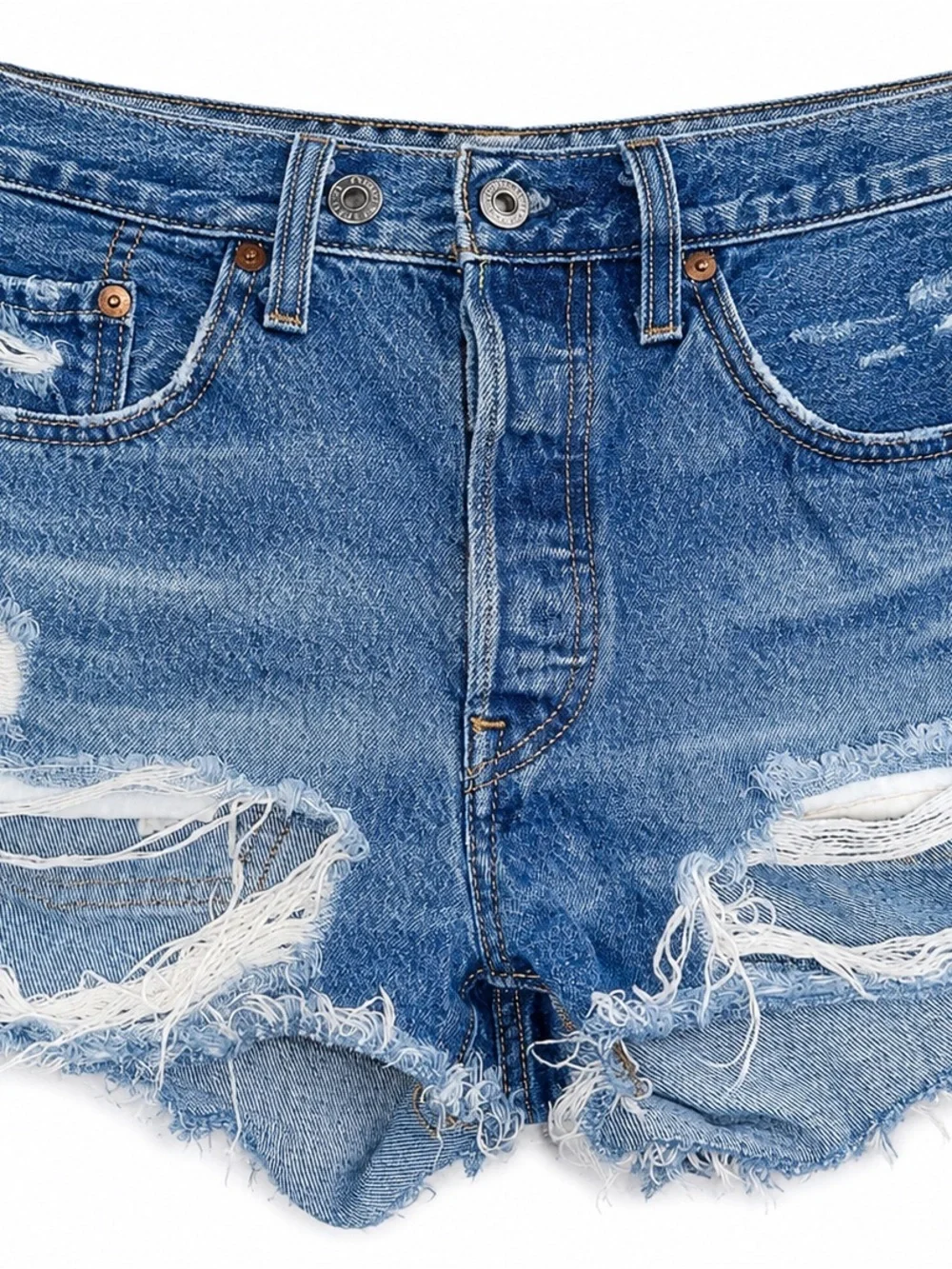 Levi's Light Blue Ripped Denim Cutoff Shorts